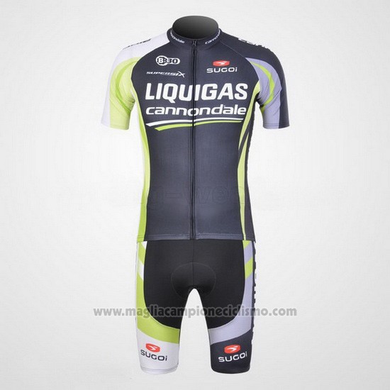 2011 Abbigliamento Ciclismo Liquigas Cannondale Nero e Verde Manica Corta e Salopette